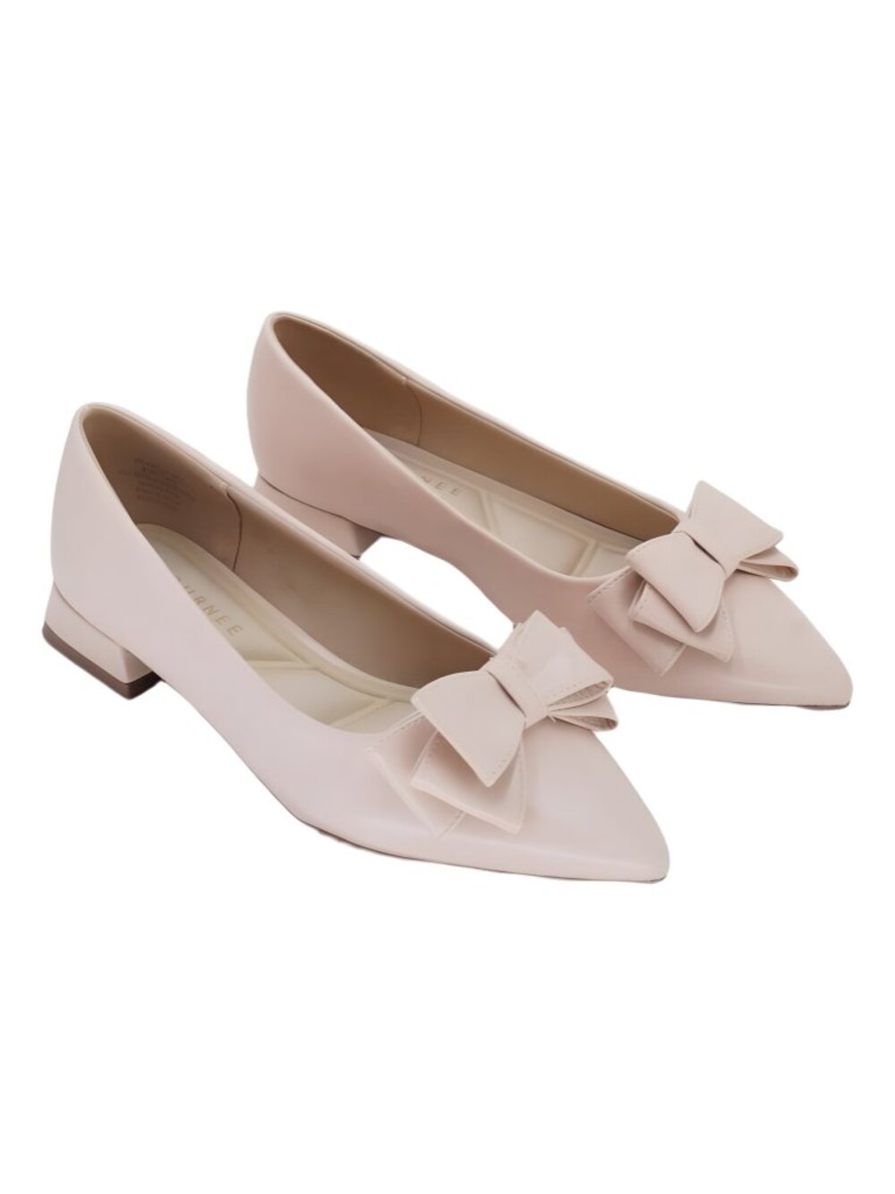 Journee Collection Ophelia Bow Low Block Heel Dress Flats Nude US 7.5W - Picture 4 of 6